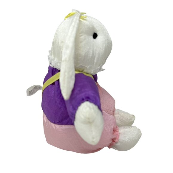 Wang's International Nylon Bunny Rabbit Plush Pink Overalls Purple Shirt 5 Inch - Picture 2 of 14